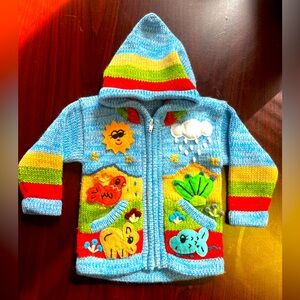 Hand made zip up sweater baby size 12-24m